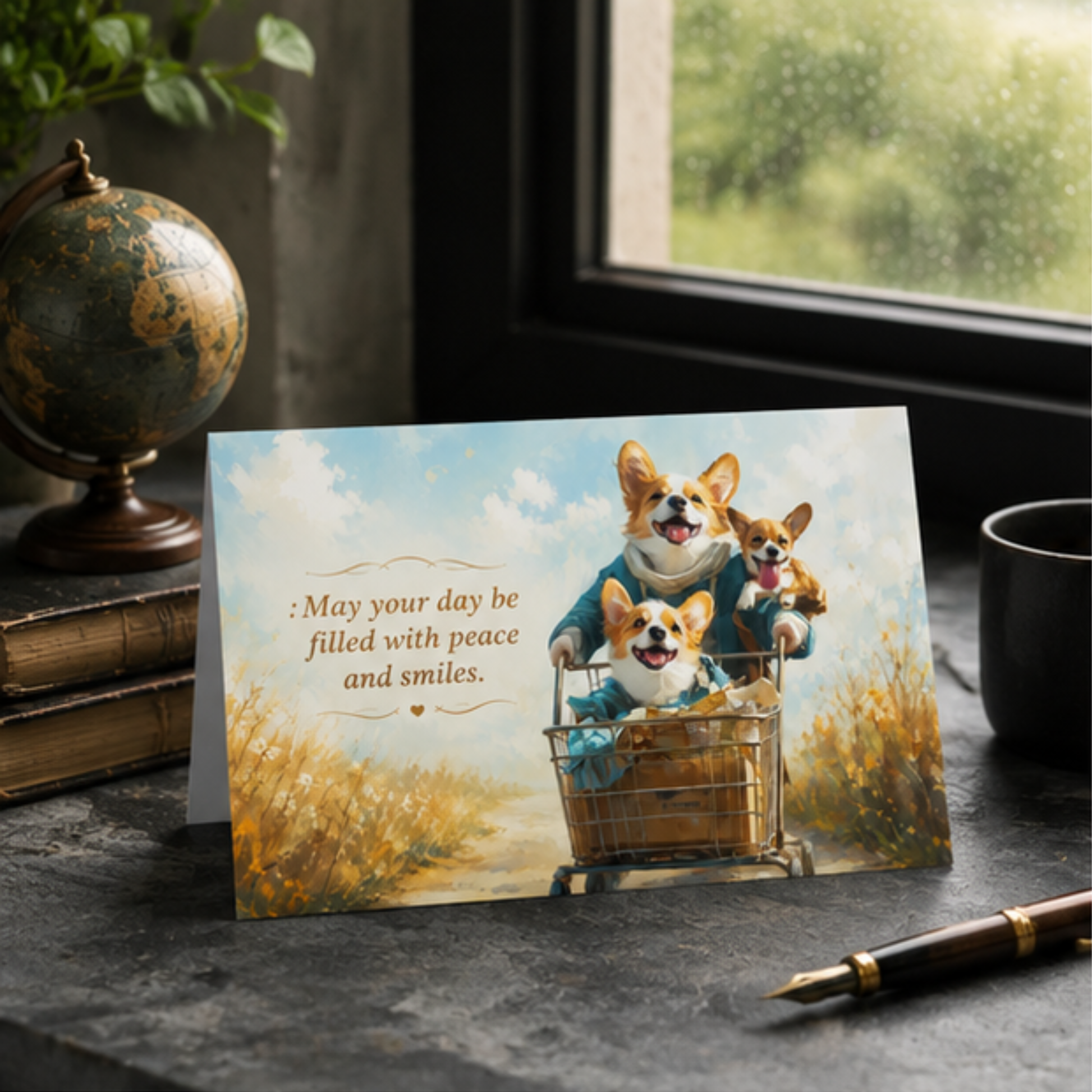Corgi Greeting Card | Shopping Cart Card | Encouragement Card | Thinking of You Gift | Cute Corgi Card