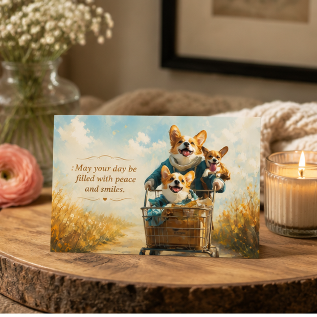 Corgi Greeting Card | Shopping Cart Card | Encouragement Card | Thinking of You Gift | Cute Corgi Card