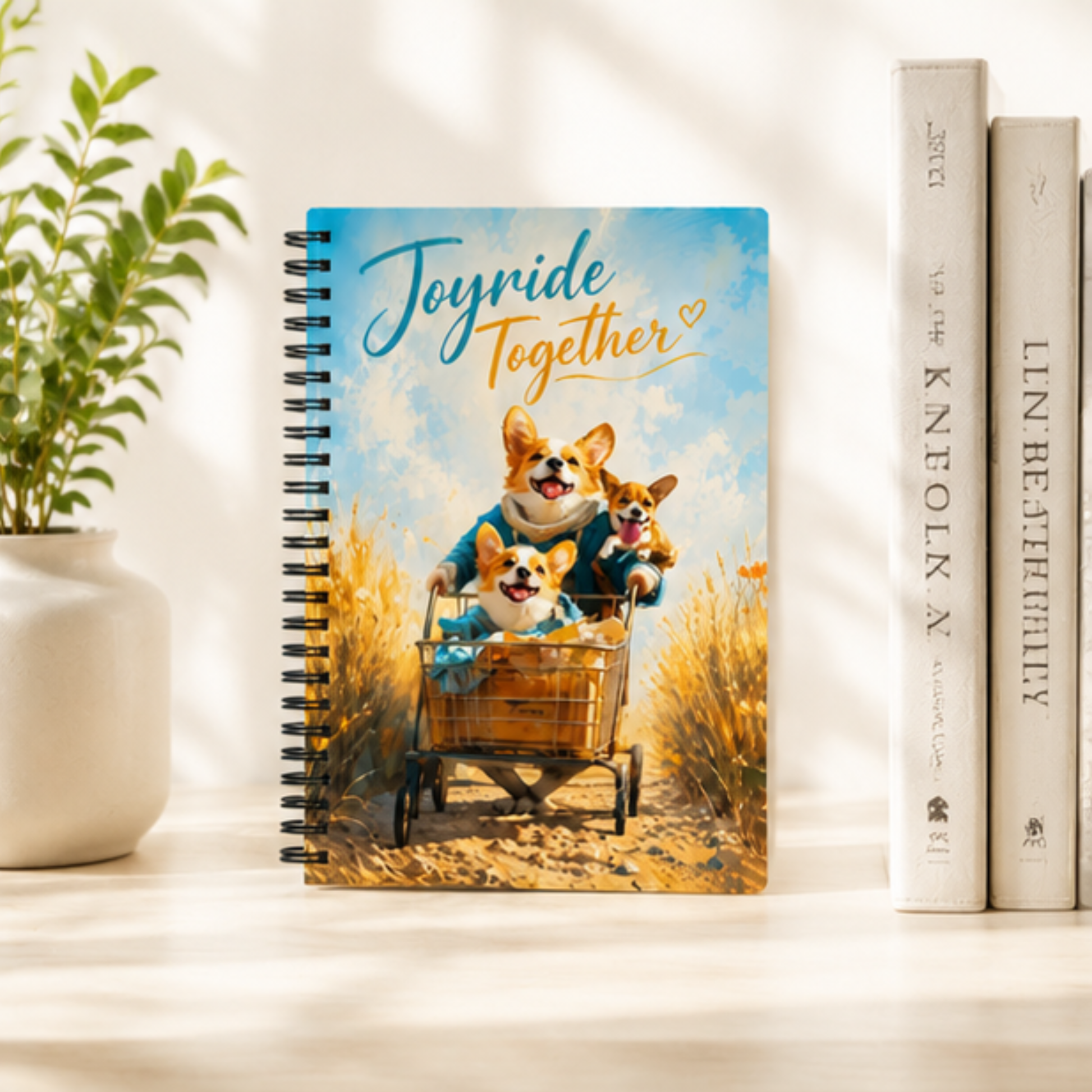 Corgi Spiral Notebook | Joyride Together Dotted Journal for Dog Lovers | Cute Corgi Notebook | Stationery Gift