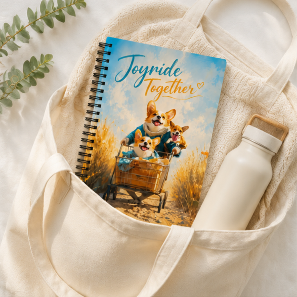 Corgi Spiral Notebook | Joyride Together Dotted Journal for Dog Lovers | Cute Corgi Notebook | Stationery Gift