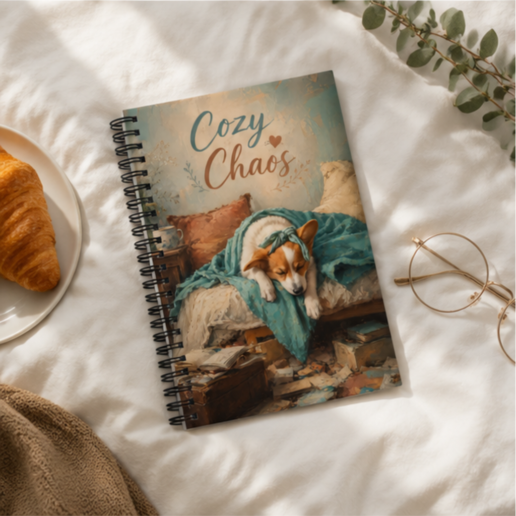 Corgi Spiral Notebook | Cozy Chaos Dotted Journal for Dog Lovers | Cute Corgi Journal | Stationery Gift