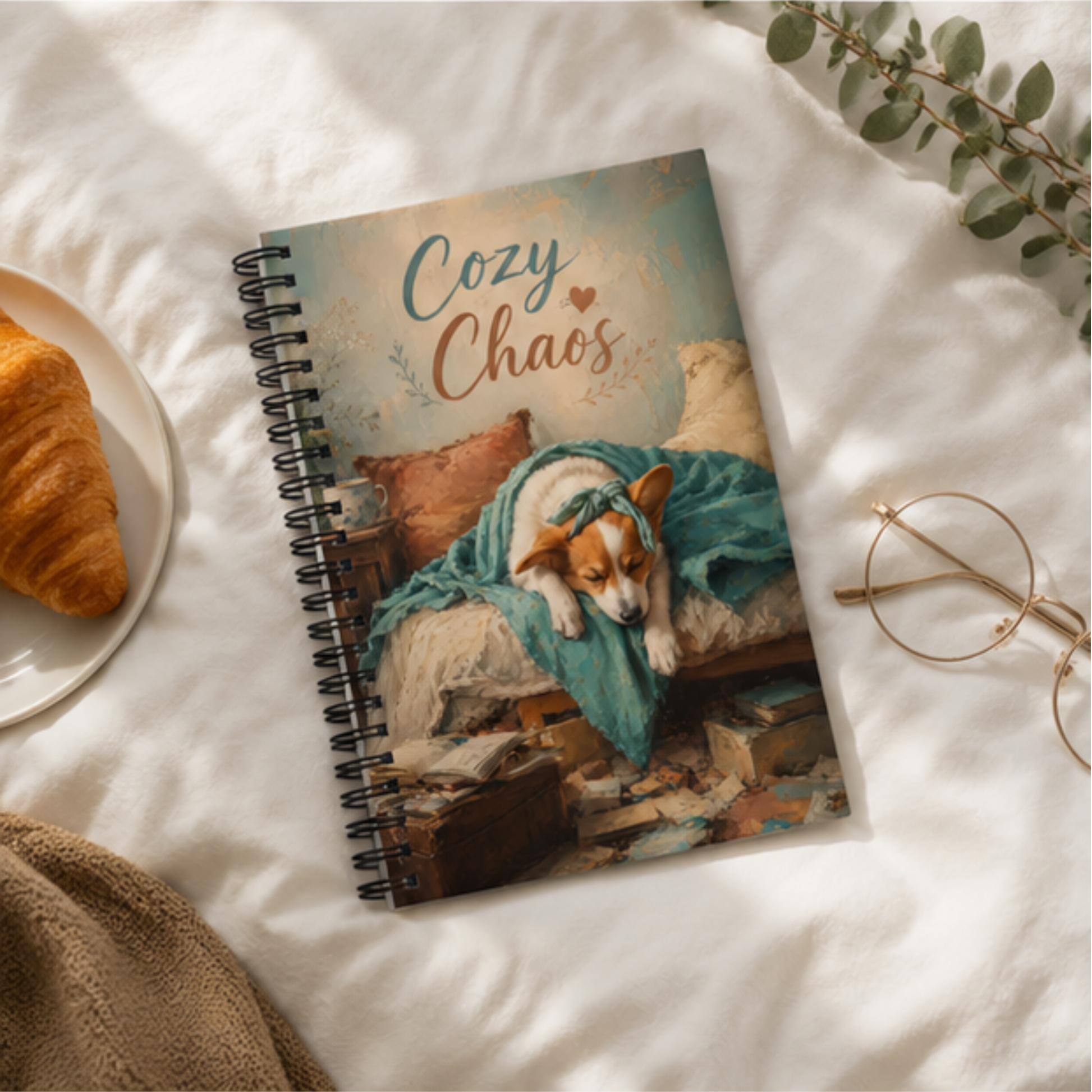 Corgi Spiral Notebook | Cozy Chaos Dotted Journal for Dog Lovers | Cute Corgi Journal | Stationery Gift