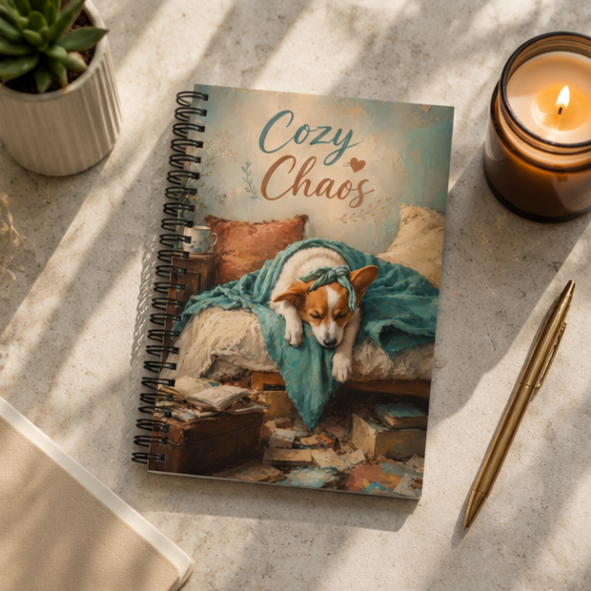 Corgi Spiral Notebook | Cozy Chaos Dotted Journal for Dog Lovers | Cute Corgi Journal | Stationery Gift