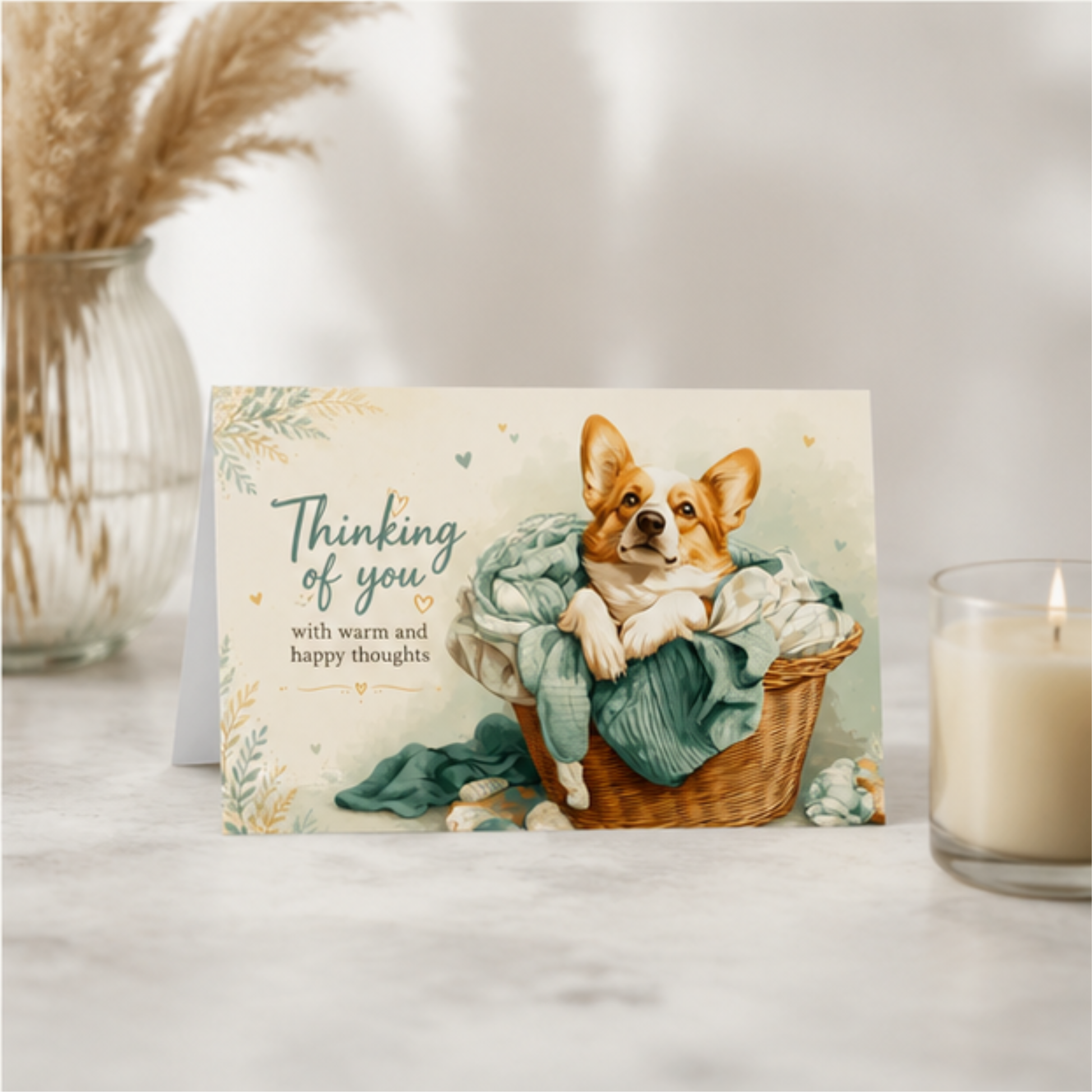 Corgi Greeting Card | Laundry Basket | Thinking of You Card | Cute Dog Greeting Card | Encouragement Card