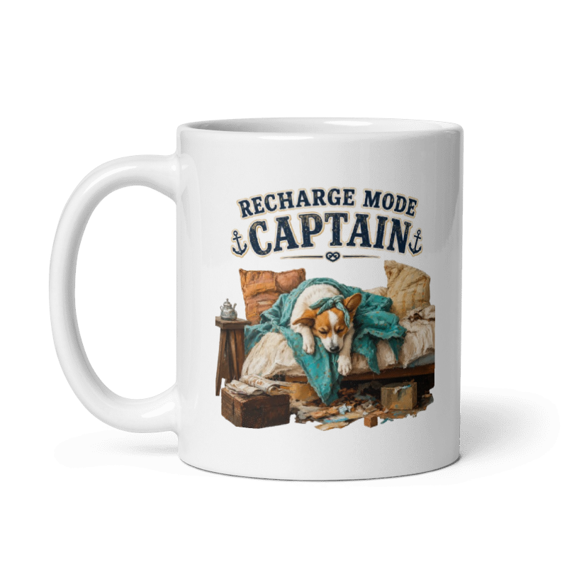 Corgi Mug | Recharge Mode Captain | Funny Dog Mom Gift | Corgi Lover Mug | Sleepy Dog Coffee Cup