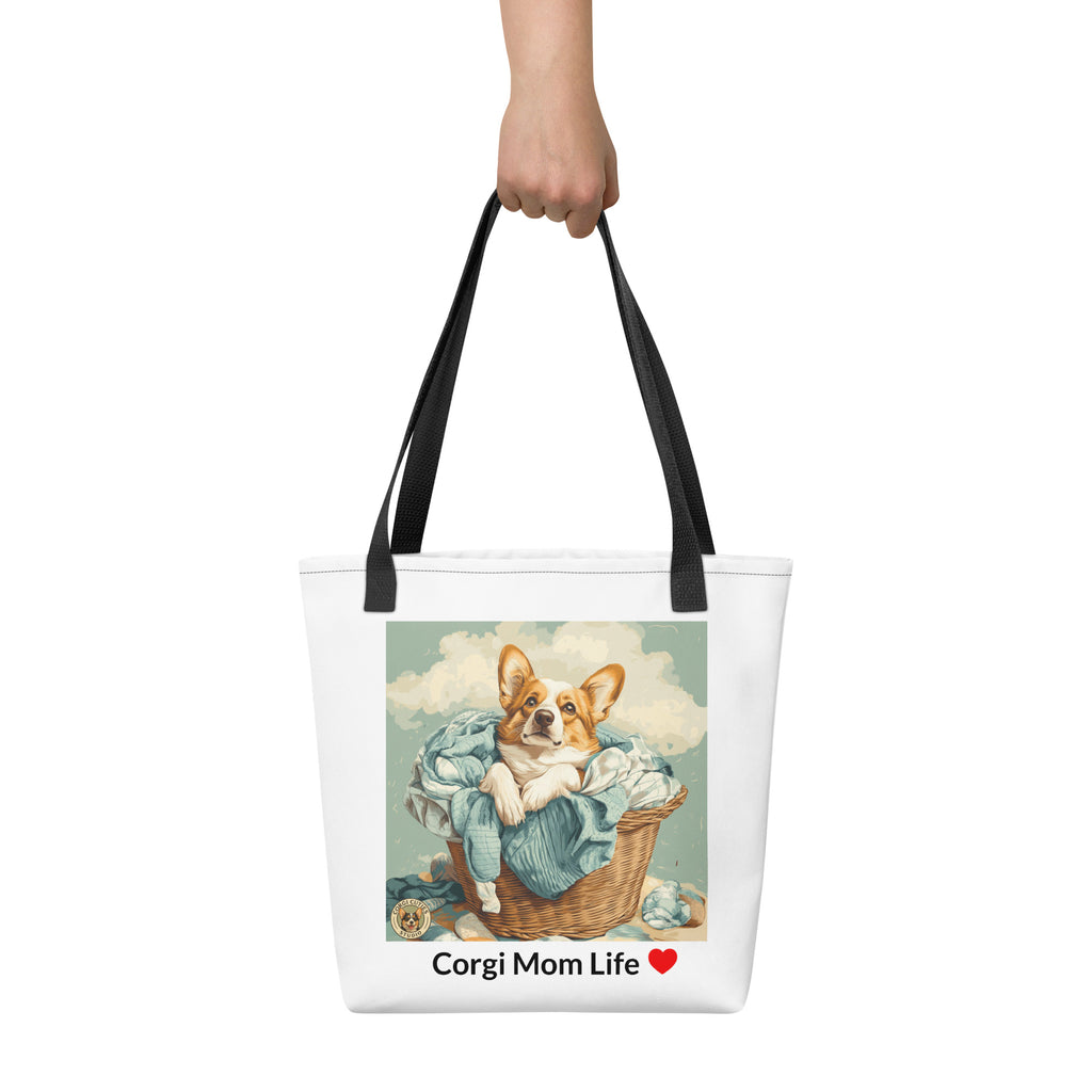 Corgi Mom Life Tote Bag | Laundry Basket Design