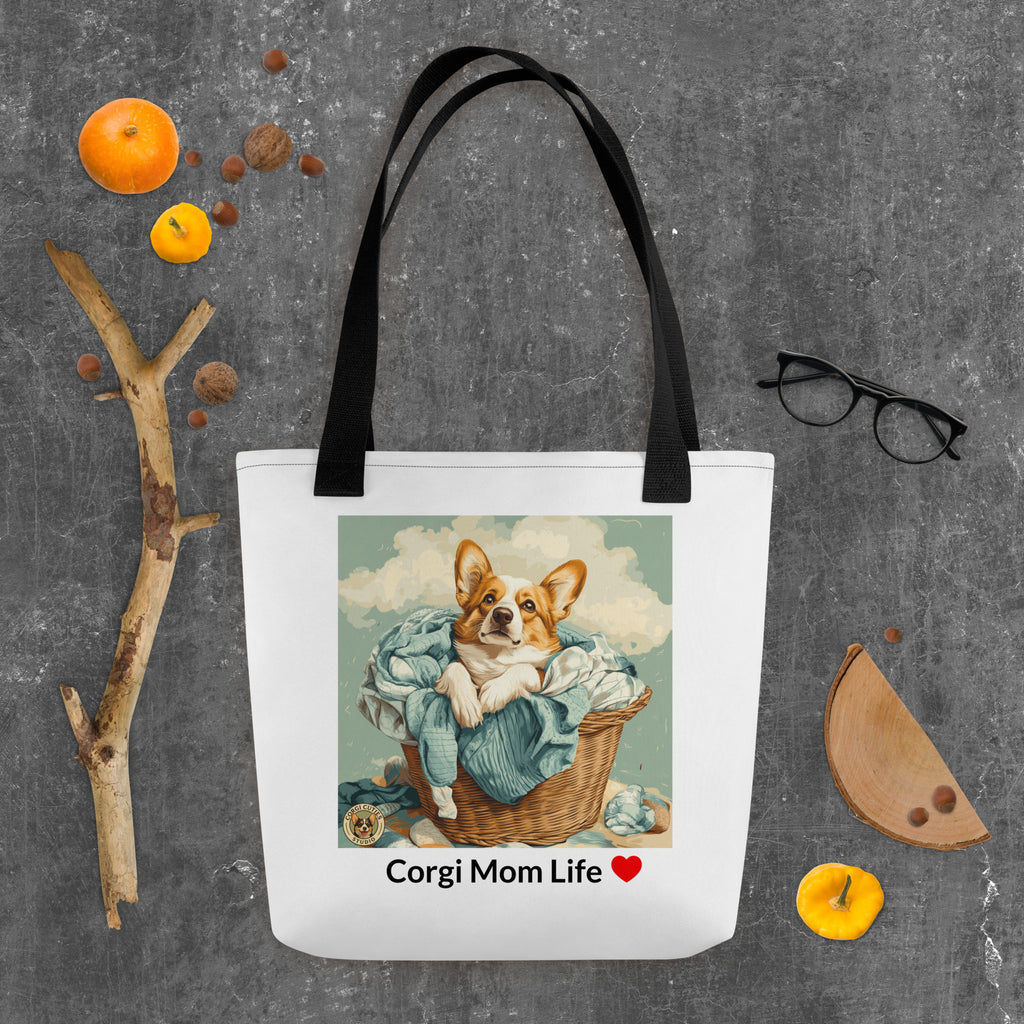 Corgi Mom Life Tote Bag | Laundry Basket Design