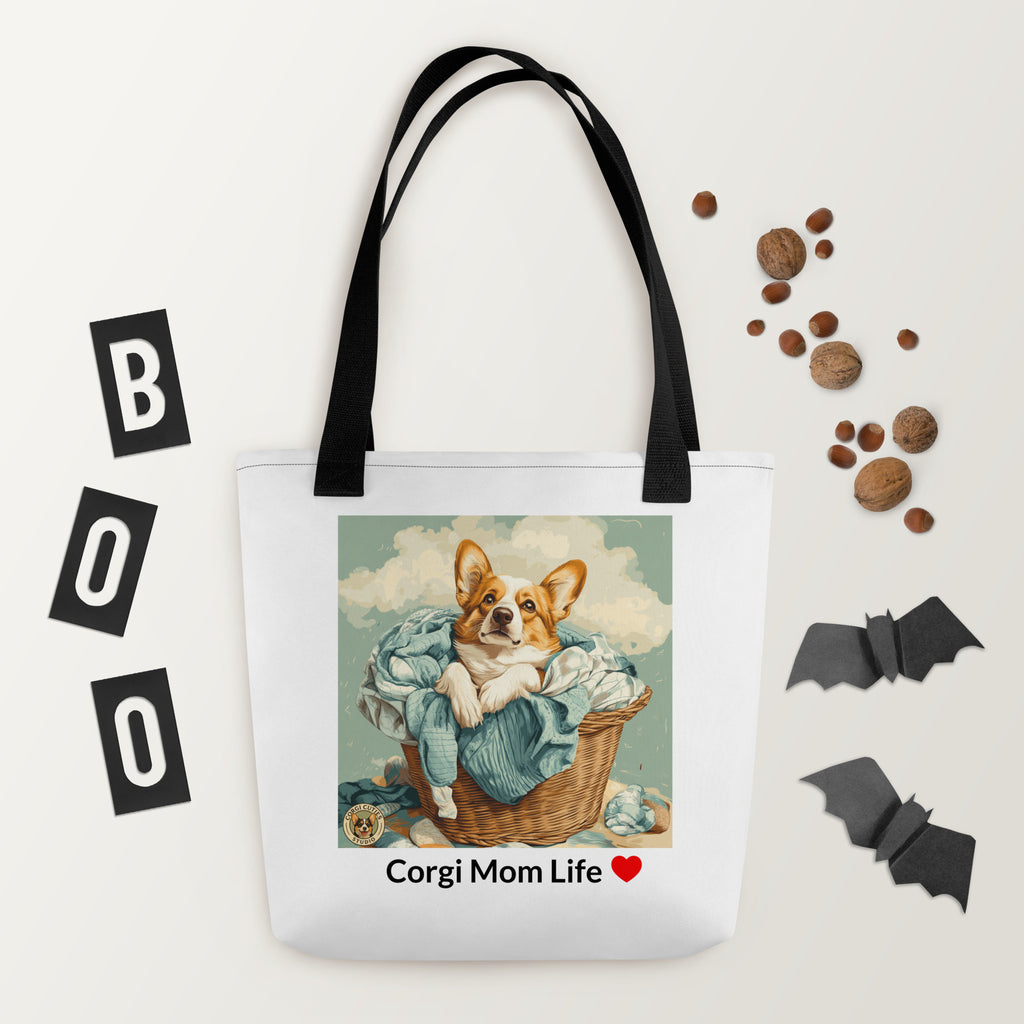 Corgi Mom Life Tote Bag | Laundry Basket Design