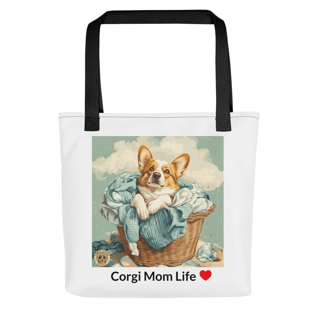 Corgi Mom Life Tote Bag | Laundry Basket Design