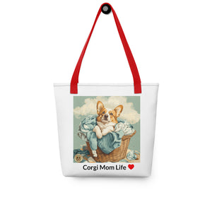 Corgi Mom Life Tote Bag | Laundry Basket Design
