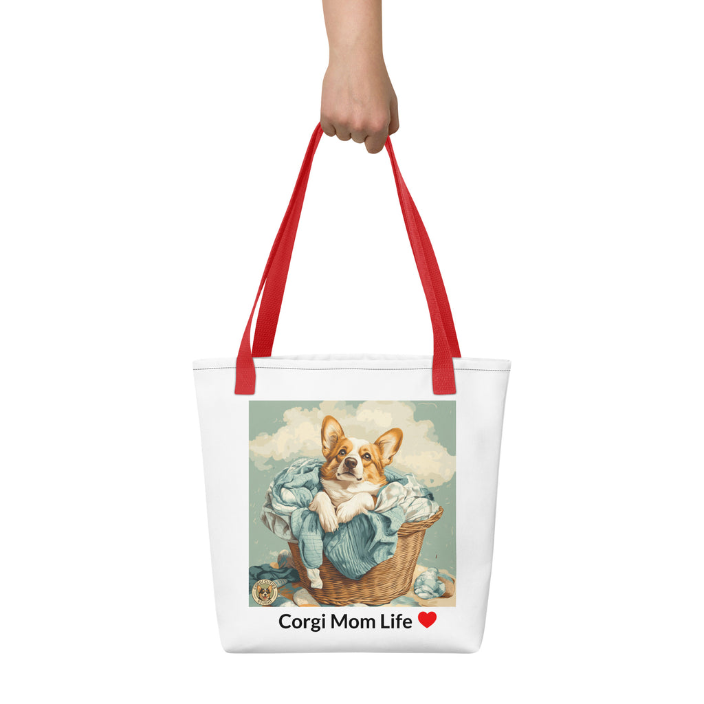 Corgi Mom Life Tote Bag | Laundry Basket Design