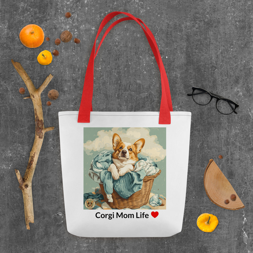 Corgi Mom Life Tote Bag | Laundry Basket Design
