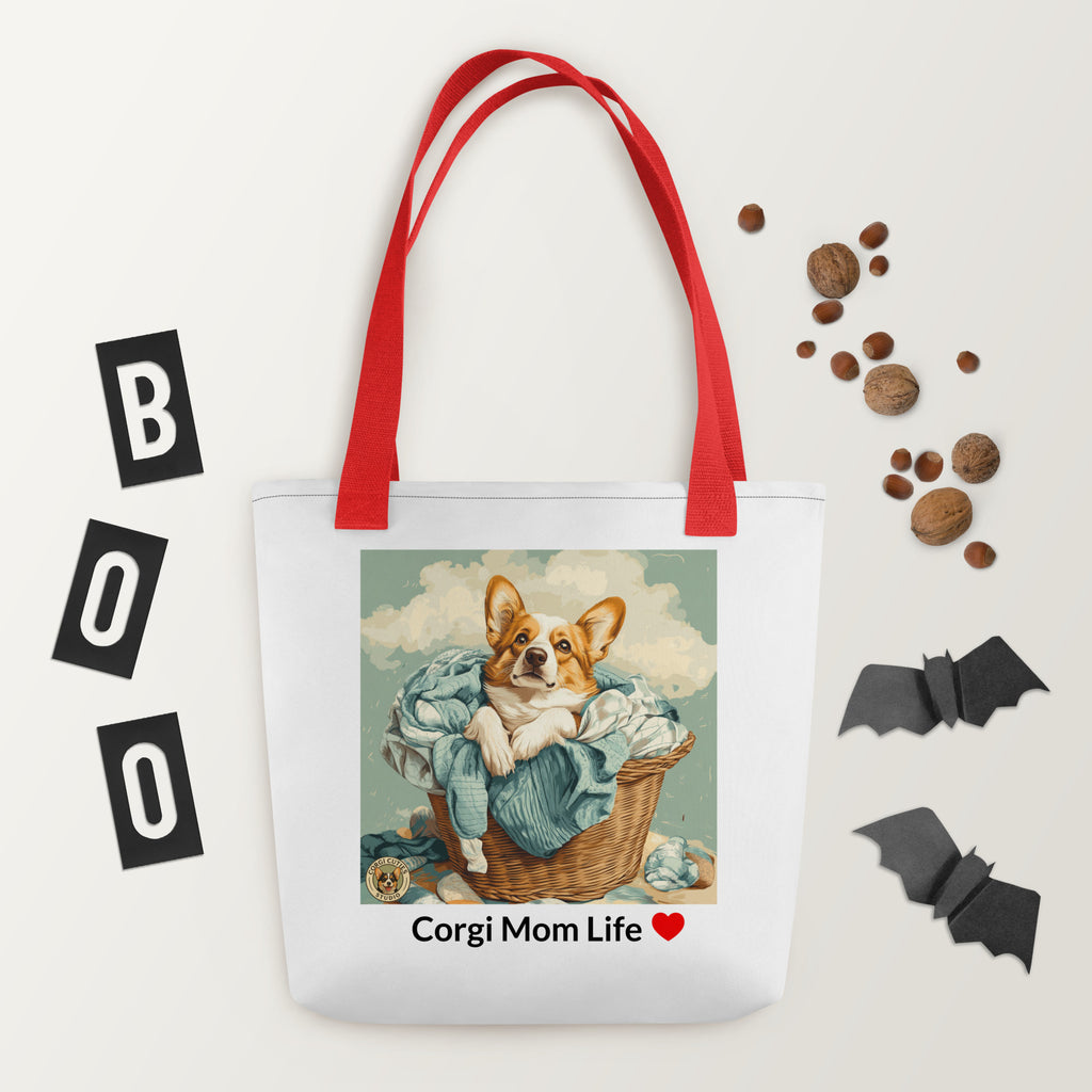 Corgi Mom Life Tote Bag | Laundry Basket Design