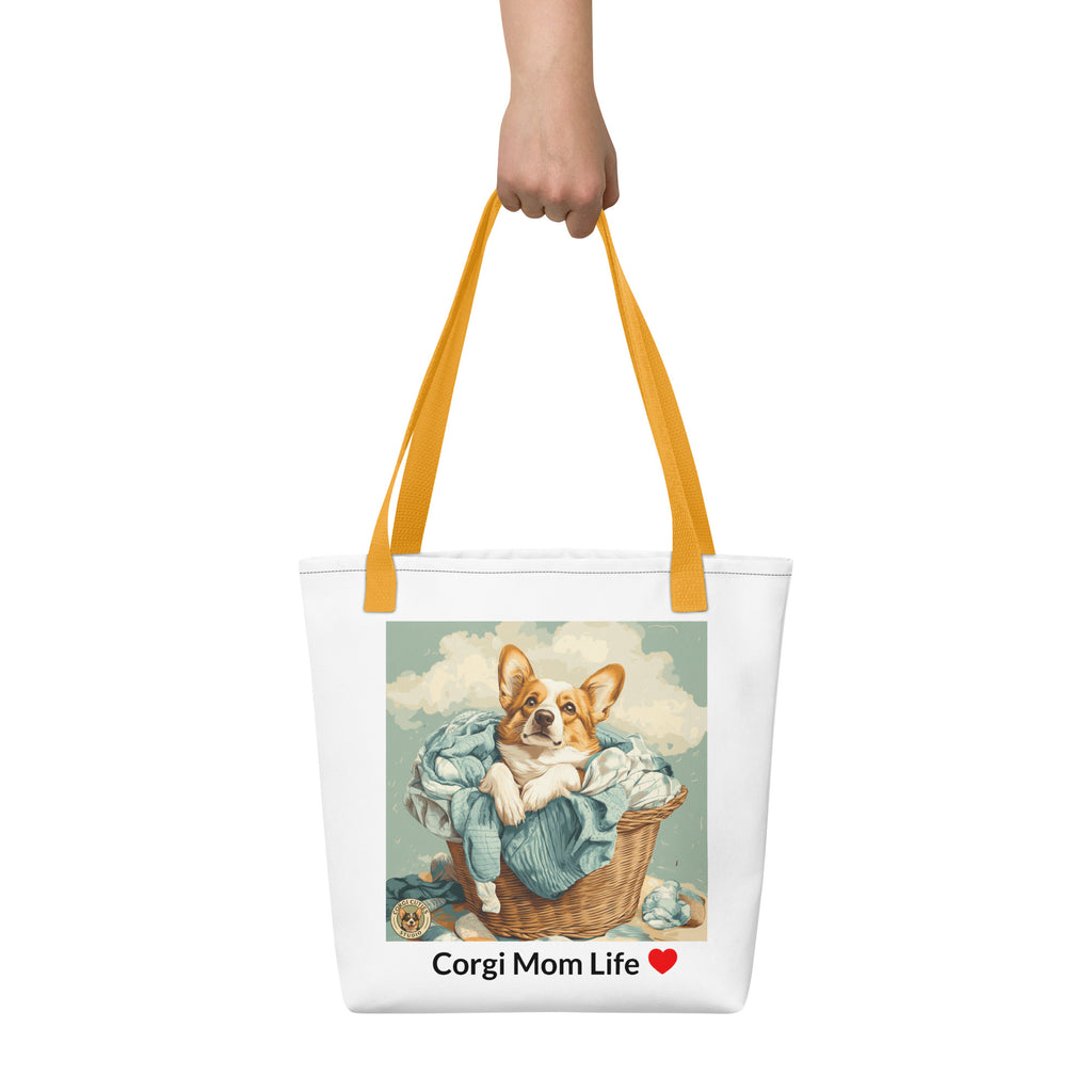 Corgi Mom Life Tote Bag | Laundry Basket Design
