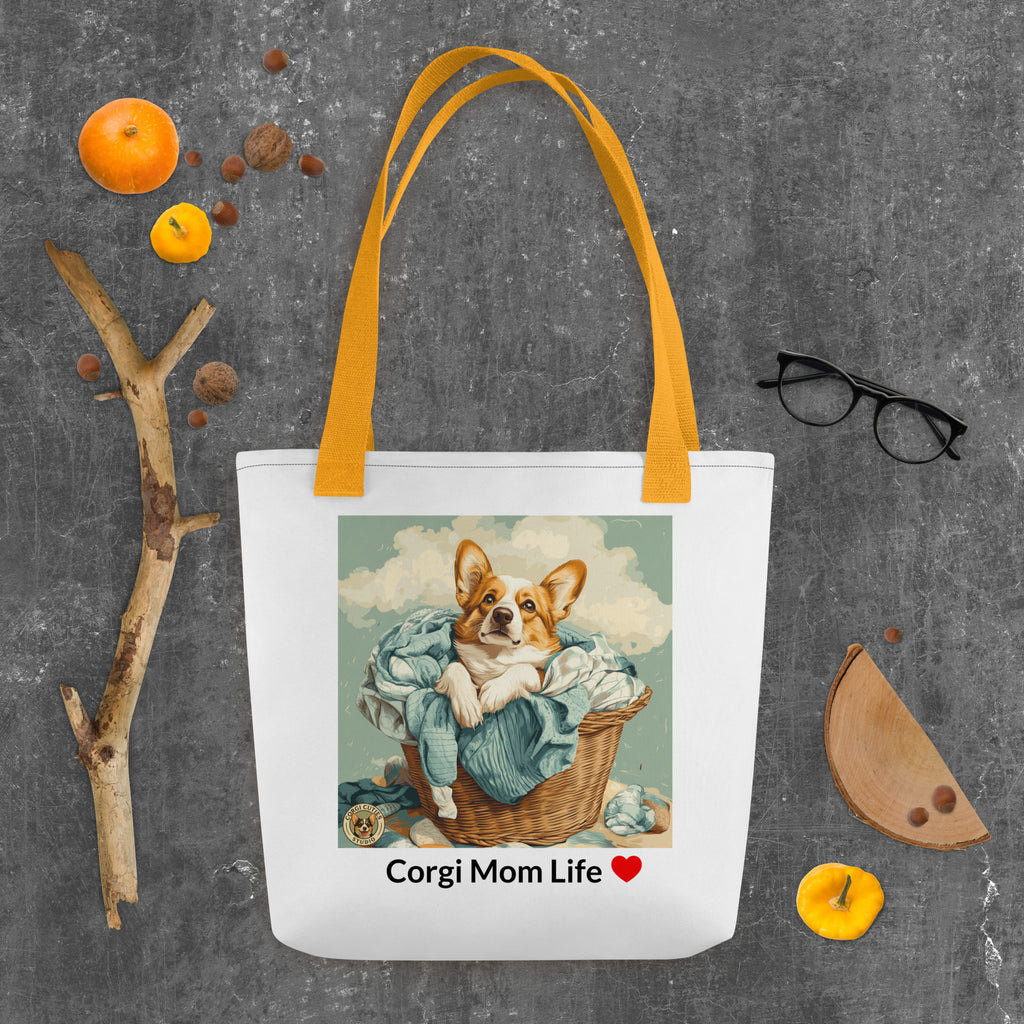 Corgi Mom Life Tote Bag | Laundry Basket Design