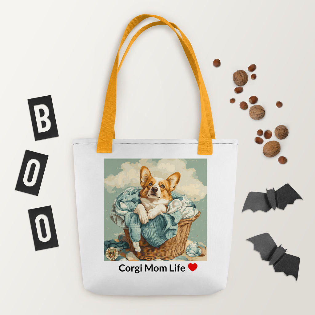 Corgi Mom Life Tote Bag | Laundry Basket Design