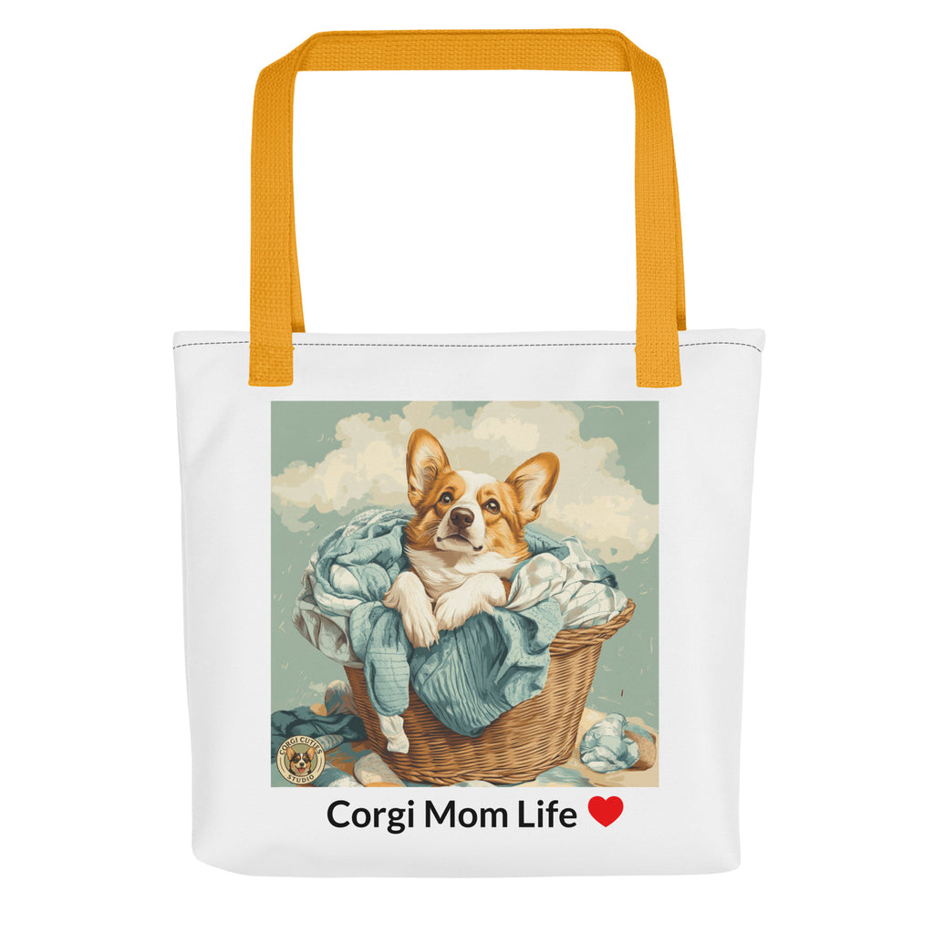 Corgi Mom Life Tote Bag | Laundry Basket Design